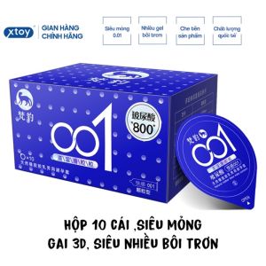 Bao cao su FANBAO Xanh 3D 001 siêu mỏng nhiều gel hương đào gân gai kéo dài thời gian hộp 10 bcs