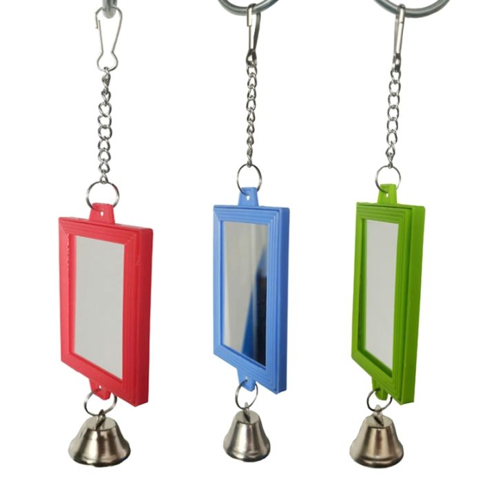 Pet Bird Mirror with Bell Interactive Parrot Toys for Budgies Parakeets