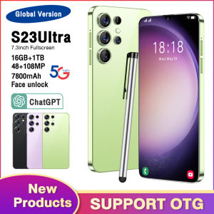 【CAN COD+READY】Original phone S23 Ultra 5G S23Ultra 5G 7.3 Inch HD full screen hp 16GB RAM 1TGB ROM 48MP 108MP cheap cellphone washing warehouse Android 13.0 Face Recognition Unlocked Mobile Phones Snapdragon 8 gen2 7800Mah