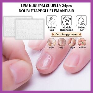 Lem Kuku Palsu 24pcs Perekat Dua Sisi Kupal Transparan Nail Glue Jelly Anti Air - FR Gallery