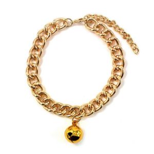 TSEVD No Discoloration Not Fade with Bell Pet Accessory Small Dog Puppy Dog Gold Chain Cat Collar Dog Necklace Pet Chain