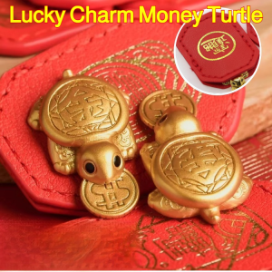 Lucky Charm 2025 Year Turtle Money Holder  Zhenlan Temple Golden Beetle  Lucky Wealth Mini Golden Tortoise  Golden Feng Shui Ornament