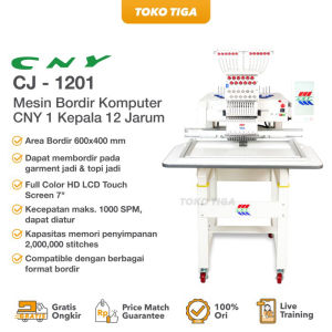 Mesin Bordir Komputer CNY 1 Kepala 12 Jarum CJ-1201 Area 600X400mm