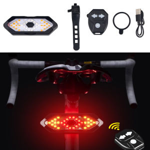 Bike Turn Signals Rear Light with Horn Remote Control Bicycle Direction Indicator MTB LED Rechargeable Waterproof Cycling Taillight with 5 Model Warning Lamp
