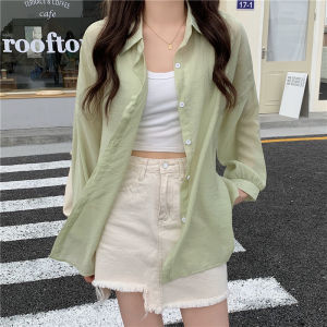 Groove_grace 99001 *ส่งไว*เสื้อเชิ้ตผู้หญิง ทรงเสื้อเชิ้ต เสื้อเชิ้ตชีฟอง เสื้อซีทรู สไตล์เกาหลี เนื้อผ้าเบาบาง สวมใส่สบาย