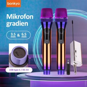 Microphone Mic Tanpa Kabel Brain Power MKF 02 / LT-128 | Mic Karaoke | Microphone Professional Wireless Double Mic | Mic Tanpa Kabel | Mikrofon Duo / Double Wireless