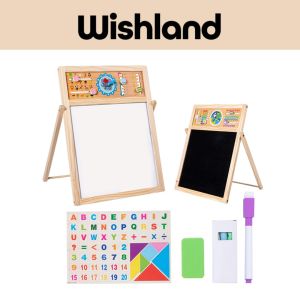 Digital Alphabet Drawing Board Ages 3+ Wooden Double Sided Gift For Kids by WISHLAND