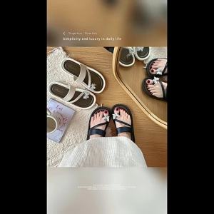 [Free Shipping] WomenS Summer Outdoor Slippers Ins-Style Flat Sandals WomenS Outdoor Bow-Tie Slip-On Slippers Trendy Style