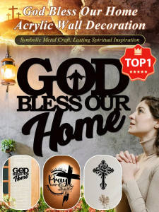 🎯TOP1 God bless our home Living Room Wall Decoration Metal Iron Mural Crafts Porch Outdoor Decoration Cutting Artwork