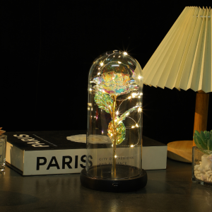 ECOL Enchanted Rotating Rose in Crystal Dome - Musical LED Night Light with Piano Melodies Battery Power