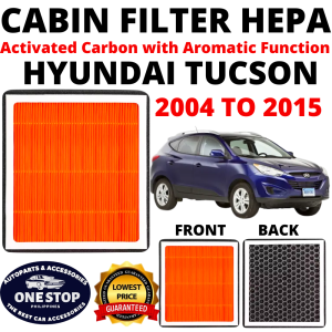 Hyundai Tucson 2004 to 2015 Cabin Filter HEPA Activated Carbon Aromatic Function - HEPA Layer 99.9% Filtration Activated Carbon Odor Removal PN: 97133-2E210