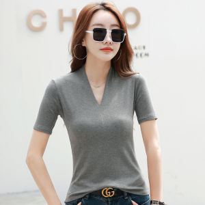 Áo Thun Nữ Tay Ngắn Áo Thun Cổ Chữ V Áo Cánh Co Giãn Dáng Ôm