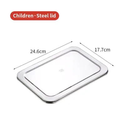 304 Stainless Steel Dinner Plate With Lid 5/4/3 Grid Student Canteen Divided Plate Childrens Fast Food Tray Adult Lunch
