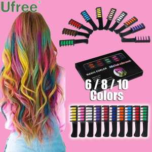Ufree Bộ 6/8/10 Màu Lược Màu Phấn Tóc Tạm Thời Lược Nhuộm Màu Tóc Hóa Trang Có Thể Giặt Được Cho Bữa Tiệc Trang Điểm