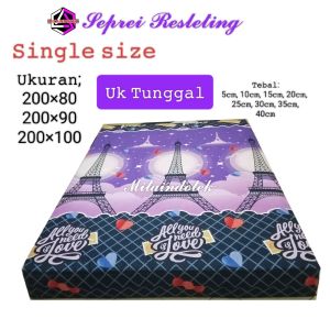 SINGLE SIZE SARUNG KASUR BUSA RESLETING/COVER KASUR BUSA/SEPREI RESLETING UKURAN SINGLE /TUNGGAL UKURAN 200 × 80 200 × 90 200 × 100 UKURAN TEBAL 5 cm 10 cm 15 cm 20 cm 25 cm 30 cm 35 cm 40 cm DAN BISA REQUES SEMUA UKURAN