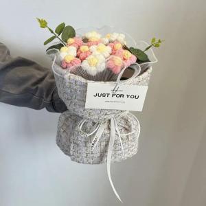 【1-3 Days Delivery】Mini Rose Knitted Flower Artificial Flower Crochet Flower Bouquet Birthday Party Festival Gift Decor