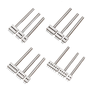 3 Pcs Leather Hole Punch Tool 2/4/6 Prong Tooth Lacing Stitching Chisel Set for Leather Craft Making