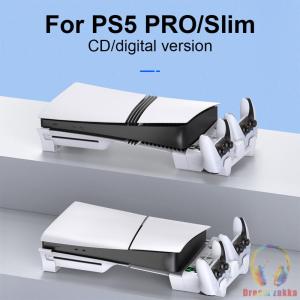 Compact PS5 Controller Charging Dock with Cooling Fan and LED Indicators for PS5 Slim/Pro in White