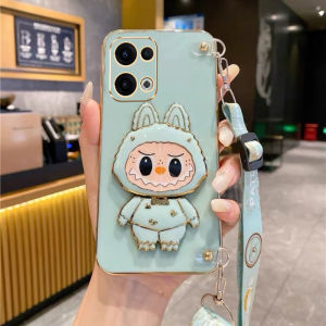 Phone Case OPPO Reno13 Pro Reno13 F OPPOReno13 5G 4G Cute Cartoon Makeup Mirror Bracket Casing with Lanyard Lens Protection Shockproof Soft Back Cover 2025