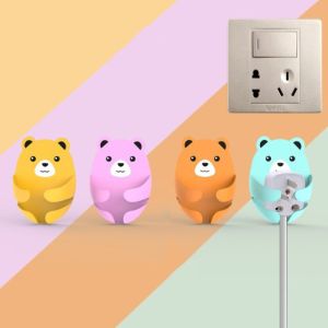 4Pcs Wall Storage Hook Bear Plug Bracket Punch-free Power Plug Socket Holder Kitchen Stealth Hook Wall Adhesive Hanger Bathroom