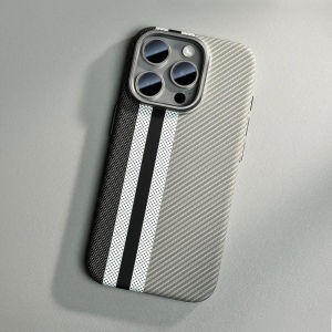 Sanptoch For Magsafe Carbon Fiber Texture Phone Case For iPhone 16 / 15 / 14 / 13 / 12 Pro Max Matte Classic Stripes Shockproof Hard Cover For iPhone 16 Pro Max Skin-friendly Slim Protection Casing