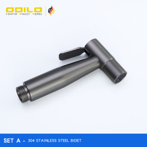 ODILO bathroom luxury 304 stainless steel gray matte toilet bidet spray shattaf set shower Cleaning water tap faucet mini valve