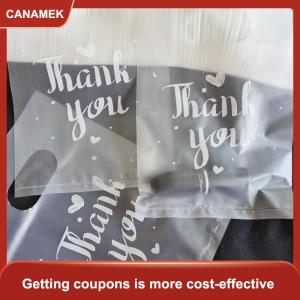 【CANAMEK】 100 chiếc túi quà bằng nhựa mini ghi “Cảm ơn” túi đựng kẹo đám cưới túi mua sắm có quai xách