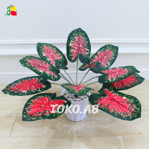TANAMAN BUNGA PLASTIK KELADI MERAH B8142 HIAS ARTIFICIAL