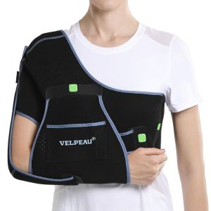 สายรัดแขน Velpeau สำหรับการนอนหลับ อุปกรณ์ตรึงไหล่สำหรับผู้หญิงและผู้ชาย - สายรัดนุ่มมากสำหรับการฉีกขาดของข้อหมุน แตกหัก ข้อเคลื่อน แตกหัก หลังการผ่าตัด (S: รอบอก 23.5″-28.5″)