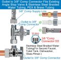 Brass Angle Stop Add-A-Tee Valve for TOTO Washlet Bidet and Handheld Sprayer, 3/8 Inch Compression Shut Off 3 Way Diverter Connector, 3/8"x3/8"x3/8" or 1/2" Toilet T Adapter. 