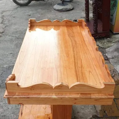 Bàn thờ treo tường gỗ xoan kèm 1 bộ ke đế màu sáng gỗ tự nhiên - nhiều size