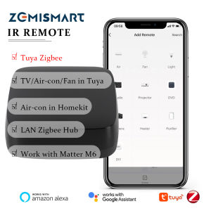 Zemismart Tuya Zigbee IR Remote ControlAll in one Smart RemoteTuya Control TV/Air/TV Box/IR Fan for Smart Home AutomaticHomekit Air-Con via Matter M1/M6 HubSmart IR DIY Learning