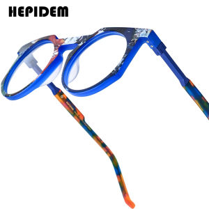 HEPIDEM Acetate Glasses Frame Men Vintage Retro Square Eyeglasses Women Fashion Famous Brand Designer Nerd Spectacles Japan Korea Style Optical Eyewear 9286