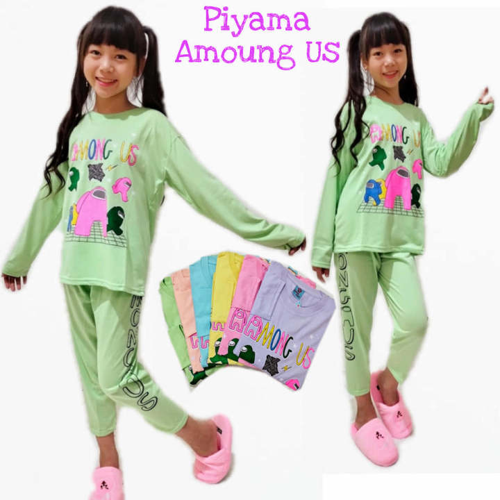 ( BISA COD ) Piyama anak cewek PP Among Us bahan 100% katun combed 30s- baju tidur anak perempuan - piyama Among Us - piyama anak perempuan
