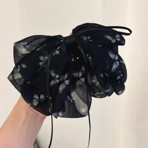 RENJE Grab Clip Bow Ribbon Hair Claw Polka Dot Floral Chiffon Bowknot Hair Clip Barrettes Ponytail Clip Flower Hairpin Women