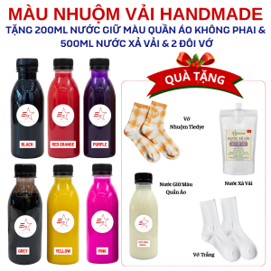 Combo màu nhuộm vải tổng hợp 200ml tặng 1L nước xả vải 200ml nước giữ màu quần áo 2 đôi vớ