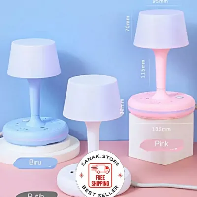 Table Lamp With Charging Socket Lampu Kamar Tidur Lampu Meja Dengan Stop Kontak Colokan Listrik USB Charger