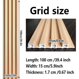 4PCS Solid Wood Panel PVC Board Wallpaper Fluted Wall Panel Sticker Waterproof Grille Design