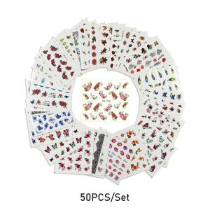 50Lembar Stiker Kuku Motif Lucu Nail Art Sticker Kuku Stiker Kuku Nail Sticker Lucu Motif