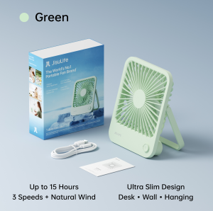 JISULIFE Table Fan Life1 Portable USB Rechargeable Mini Electric Table Fan 4500mAh Battery Small Hanging Desktop Fan Suitable For Office Student Dormitory