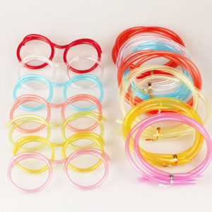 Children Mustache Glasses Straws Crazy Funny Plastic Art Straws Childrens Toys Party Supplies