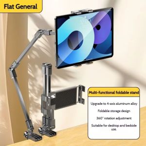 WLVYH Adjustable Tablet Stand 3 Sections Arms Foldable Lazy Bracket Portable 360-degree Rotation Bedside Phone Holder for 5-12Inch Phone Ipad Pro Mini for Xiaomi