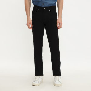 POLICE Celana Chino Panjang V Pocket Black Cotton Premium Slim Fit Pria