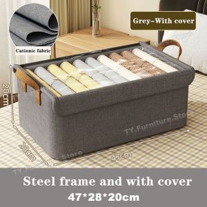 With Cover Clothes Storage Box Steel Frame Cabinet Organizer Storage Box Foldable Toys Baby Clothes