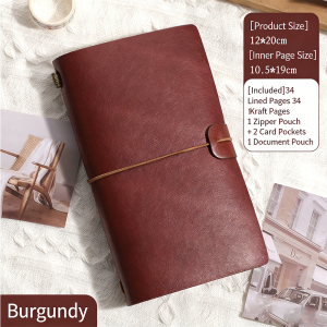 1 PC A6 Retro Notebook Straps Loose Leaf Portable Diary PU Leather Waterproof Dustproof Travel Brochure Sketchbook Holiday Gift