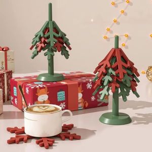 HJKL ไม่ลื่น แผ่นรองรูปต้นไม้ แบบพับได้ ตกแต่ง แผ่นฉนวนกันความร้อนสำหรับโต๊ะ หนาขึ้น ไม่ติด ที่วางหม้อไฟ ใช้ในครัว