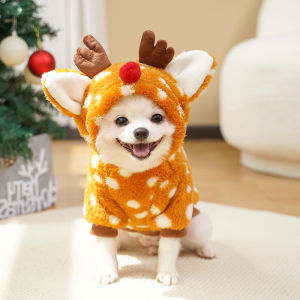 Pet Dog Cat Christmas Cat Clothes Reindeer Autumn Winter Fleece Medium Dog French Bulldog Cat Supplies Transformation Outfit