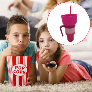 and gradient cup Multifunctional combination bowl portable spill-proof container corn cup with handle and straw travel and multiple functions