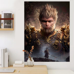 Ready stock sa local warehouseBlack Myth: Wukong Wall Tapestry Black Monkey Fabric Decorative Painting Game Peripheral Student Dormitory E-sports Room Vertical Decorative Cloth