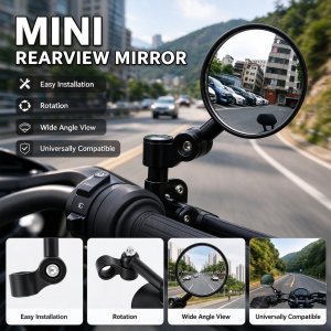Universal Small Round Side Mirror Mini Rear View Mirrors Motorcycle Mirror Plastic Design Motor Mirror Easy Installation